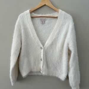 If It Were Me Women’s Cozy White Fuzzy Eyelash Oversized S/M Girl core Sweater